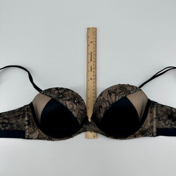 Victoria's Secret Very Sexy Womens Lace Push Up Black & Nude Bra Size 36B - Picture 7 of 9